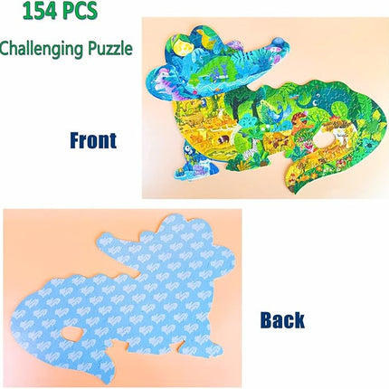 Puzzles for Kids Ages 8-10,4-8,154 Piece Kid Puzzles Crocodile Animal Shape Cool Jigsaw Puzzles Preschool Learning Educational Toys Gift for Kids Ages 6 7 8 12 and Up