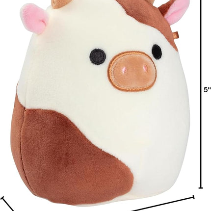 Squishmallows Original 5-Inch Ronnie The Brown Cow - Official Jazwares Plush - Collectible Soft & Squishy Mini Stuffed Animal Toy - Add to Your Squad - Gift for Kids, Girls & Boys