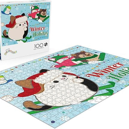 Buffalo Games - Squishmallow - Squishmallow Winter Holiday - 100 Piece Jigsaw Puzzle for Families -Challenging Puzzle Perfect for Game Nights - Finished Size is 15.00 x 11.00