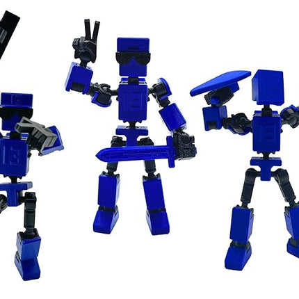 (Assembly Completed) 3D Printed 6.65-inch Action Figure Mini-13, Full Body Mechanical Movable Toy, Multiple Accessories, Desk Decoration, Creative Gifts (Blue)