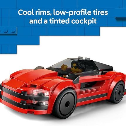 LEGO City Red Sports Car Toy - Building Toy for Kids, Boys and Girls, Ages 5+ - Educational Gift for Birthdays and Holidays - Includes Driver Minifigure and Other Accessories - 60448