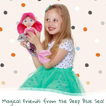 June Garden Atlantic Wonders Series - Mermaid Princess Thalassa Seabreeze - 16" Soft Plush Stuffed Mermaid Doll Gift for Toddler Girls