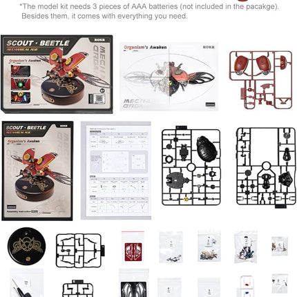 ROKR 3D Metal Model Kits for Adults Scout Beetle - 147PCS 3D Metal Puzzle Electric Mechanical Plastic Building Kit Hobby Kit Gift for Adults
