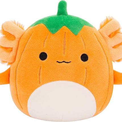 Squishmallows Original 5-Inch Halloween 4-Pack – Gabin Pumpkin Axolotl, Fitzy Goblin Holding Latte, Malcolm Bat Mushroom, Ms. K Purple Clown – Official Jazwares Plush (Little)