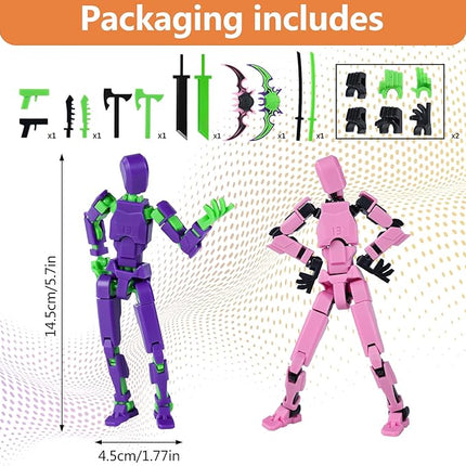 Action Figure Set, Model 13 Action Figure Multi-Jointed Movable,Gift Box Packaging, a Great for Loved Ones and Friends. (Purple + Pink)