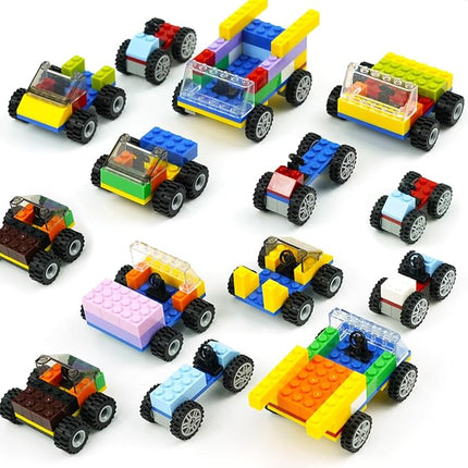Classic Bricks Wheels and Axles Sets, Over 400pcs Car Parts and Pieces Tires, Educational Building Kits Toys