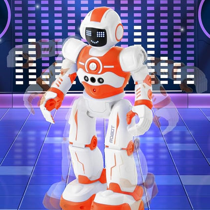 Robot Toys for Kids,Programmable Remote Control Smart Walking Dancing Robot Toy with Gesture & Sensing for Age 4 5 6 7 8 9 10 Year Old Boys for Birthday Present,Orange