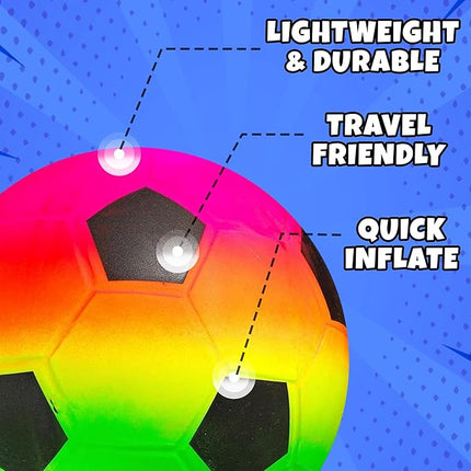 Sports Ball Set (4 Pack) - 5-Inch Rainbow Mini Basketball, Soccer, Football & Playground Balls w/Hand Pump - Fun Indoor Outdoor Toys for Toddlers, Little Kids, Preschoolers & Early Play