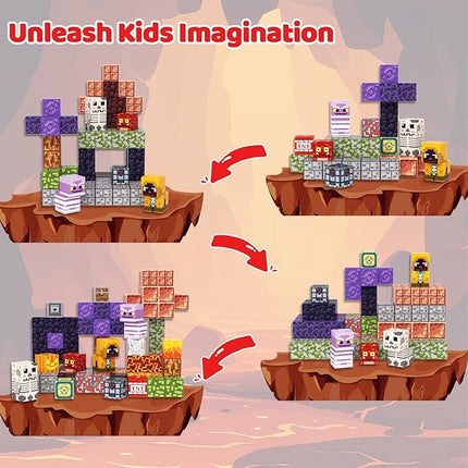 Magnetic Blocks, 100PCS Magnetic Building Blocks Light Up, Stacking Magnets for Kids, Sensory Toy for STEM Constructions Magnet Blocks for Boys Girls Age 3+, Christmas Birthday Gifts