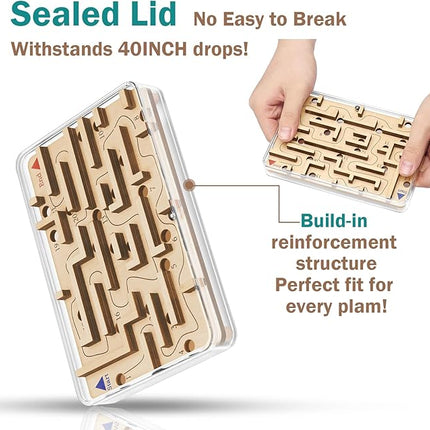 Handheld Fidget Puzzle Game for Kids and Adults - Challenging Wooden Labyrinth Marble Maze for Teen Boys - Fun Brain Teaser Puzzle Fidget Toys for Travel Stocking Stuffer Party Favor for Kids Ages 8+