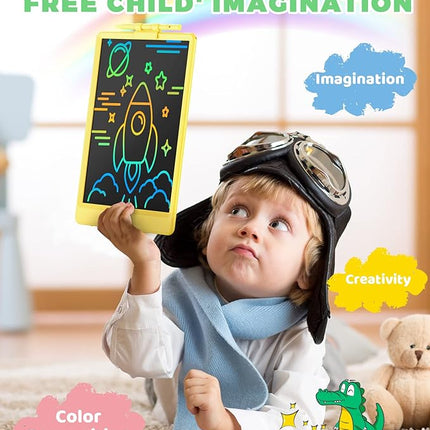 KOKODI LCD Writing Tablet, 10 Inch Colorful Doodle Board Drawing Tablet, Erasable Reusable Electronic Drawing Pads, Educational and Learning Toy for 3-6 Years Old Boy and Girls