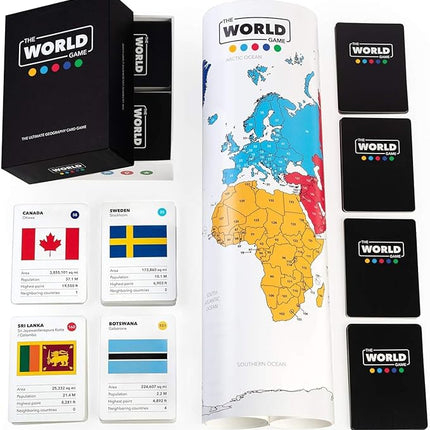 The World Game - Geography Card Game - Educational Games for Kids, Family and Adults - Cool Learning Gift Idea for Teenage Boys & Girls 8-12 with Map