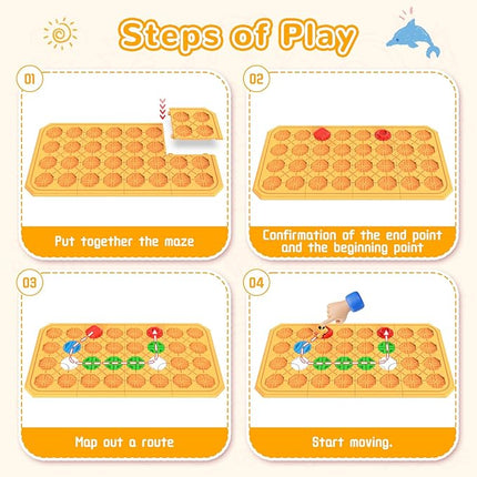 STEM Logic Road Builder Toys: Board Games Toys for 5 Year Old Kids Montessori Brain Teaser Puzzles Educational Learning Activities Toy for Kid Ages 3 4 6-8 12 Boys Girls Gifts (Orange, 62PCS)