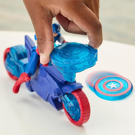 Marvel Avengers Epic World of Action Captain America Shield-Shot Cycle, 4-Inch (10 cm) Figure & Toy Motorcycle Playset, Super Hero Toys for Kids, 4+