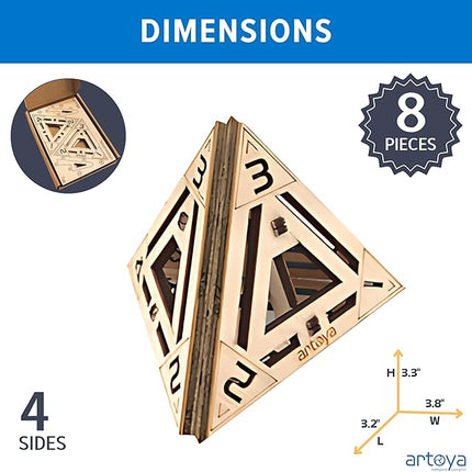 3D Wooden Puzzles for Teens & Adults – Smart Brain Teaser Puzzles, Wood Models, Creative & Educational Fun, Sustainable Materials, Ages 14 and Up Tetrahedron D4.