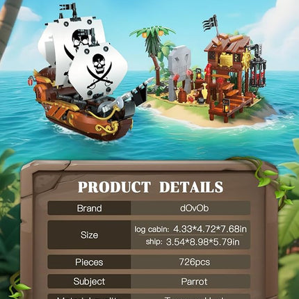 dOvOb Pirate Ship House Mini Blocks Building Set - 726PCS Construction STEM Collection Display Set for Adults and Teen