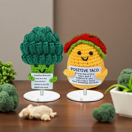 Mom Sister Gifts for Mothers Day Friends Birthday Gift for Women Men, Mini Positive Taco Emotional Inspirational Support Handmade Knitted Crochet Animals Christmas Stocking Idea Cute Desk Decor