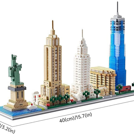 New York Skyline Micro Mini Building Blocks Set for Adults World Famous Landmark Series Architecture Model Kit Toys Gift for Kids 8-12 Ages（3452 Pieces）