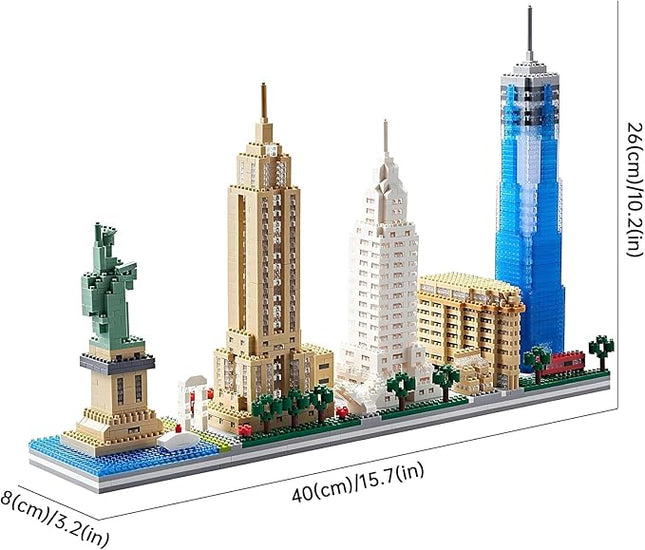 New York Skyline Micro Mini Building Blocks Set for Adults World Famous Landmark Series Architecture Model Kit Toys Gift for Kids 8-12 Ages（3452 Pieces）
