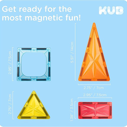KUB 121 Pcs Magnetic Tiles Creative Toys, 3D Building Magnet Blocks Set, STEM Educational Kids Gifts for Boys Girls Over 3 Years Old, Montessori Preschool Learning