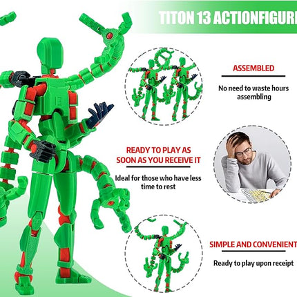 Already Assembled T13 Action Figure Accessories,Dummy 13 T13 Multi-Jointed Movable,for Collectors Desktop Decorations t-13 Movability 3D Printed Toys (Green)