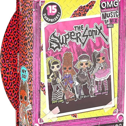 L.O.L. Surprise! OMG Remix Rock Ferocious Fashion Doll with 15 Surprises Including Bass Guitar, Outfit, Shoes, Stand, Lyric Magazine, & Record Player Playset, Kids Gift, Toys Girls Boys Ages 4 5 6 7+