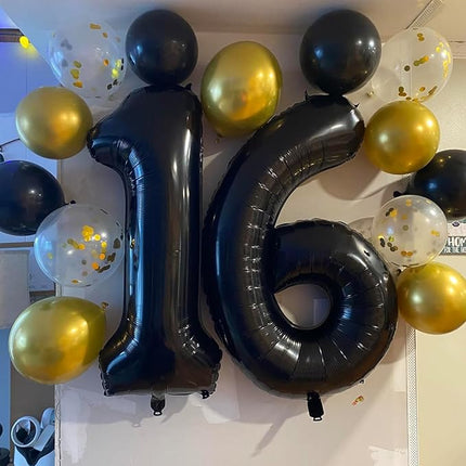 Smlpuame 40 inch Number Balloon 0-9 Black Large Number 1 Balloons,Digital Balloons for Birthday Party Celebration Decorations Supplies, Helium Foil Number Balloons for Wedding Anniversary