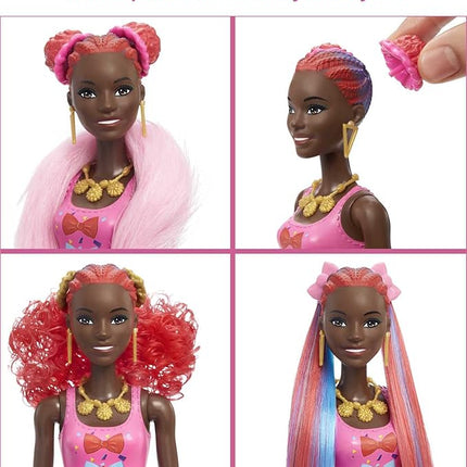 Barbie Color Reveal Glitter! Hair Swaps Doll, Glittery Blue with 25 Hairstyling & Party-Themed Surprises Including 10 Plug-in Hair Pieces, Gift for Kids 3 Years Old & Up
