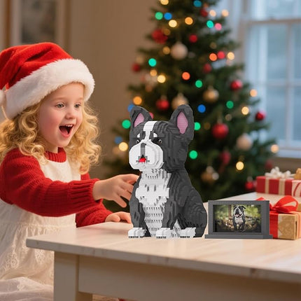 Animal Dog Model Pet French Bulldog Micro Building Blocks Set with Secret Hidden Storage Box Inside,Ideal Toy for Dog Lovers, Kids & Adults.