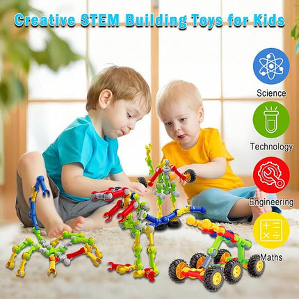 Stem Building Toys for 3 4 5 6 7 8 Year Old Boys Girls Kids,125 Pieces Building Blocks Educational Learning Toys with Large Storage Box,Ideal Christmas Birthday Gifts
