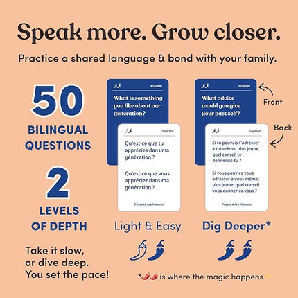 Parents Are Human, Relationship Cards, Get to Know Each Other Better, Parents, Adults, Families, & Teens Relationship Building, Light & Deep Questions, 70 Questions & Activity Cards, English + French