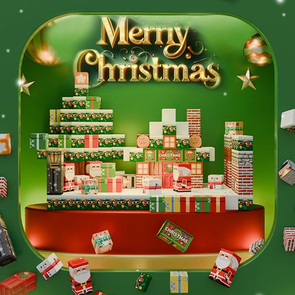 Magnetic Construction Building Blocks Set, 136PCS Tile with 4 Toy Trucks, Education STEM Consrtuction Site Theme Toy for Age 3-5, 6 7 8 9 10 (Christmas Theme)