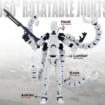 Already Assembled T13 Action Figure Accessories,T13 Multi-Jointed Movable,for Collectors Desktop Decorations t-13 Movability 3D Printed Toys (White, 5.5inch)