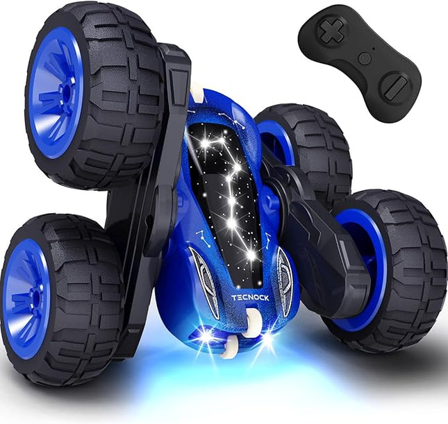 Tecnock Remote Control Car, 2.4GHz RC Cars with USB-C Easy Charging, 4WD Double Sided 360° Rotates and Flips RC Stunt Car, Toys Gift for Boys and Girls Ages 6-8, 8-12