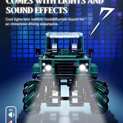 Off-Road Car Building Kits with Remote Control for Adults,Technic Pickup Truck Building Blocks Toys,STEM Engineering Gift for Mens,Boys,Kids-1670PCS(Military Green)