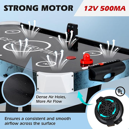 GYMAX Foldable Air Hockey Table, 56 Inch Arcade Style Air Hockey Game Table with Powerful 12V Motor and LED Digital Scoreboard, Includes 2 Pushers and 2 Pucks, for Home, Game Room and Office