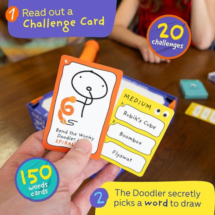 Lucky Egg Wonky Doodles – Hilarious Drawing Games for Family Game Night & Parties – Family Board Games for Adults with Wonky Doodler, 150 Word Cards & Whiteboard – Best Family Games for Ages 8+