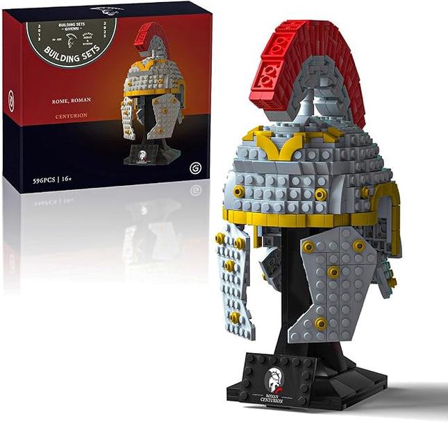 Roman Centurion Helmet Building Set, Build and Display, Collectible Roma Home Décor, Gift Idea for Classic Ancient Rome Fans (596PCS)