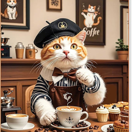 500 Pieces Jigsaw Puzzles for Adults and Teens and Kids Family Happy Gift Idea Cats Selfie (Cat Barista)