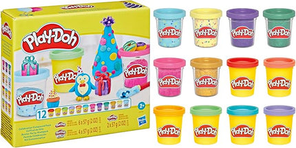 Play-Doh 12 Pack Celebration Compound, Includes Confetti & Metallic Shine, Assort. Colors, Back to School Gifts, Prizes, & Party Favors, Kids Arts & Crafts, Preschool Toys, Ages 3+