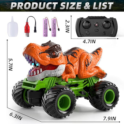 Bennol Remote Control Dinosaur Car for Boys Kids, 2.4Ghz RC Dinosaur Truck Toys for Toddlers, Electric Hobby RC Car Toys with Light & Sound Spray Birthday Gift for 3 4 5 6 7 8 Year olds Kids Boys