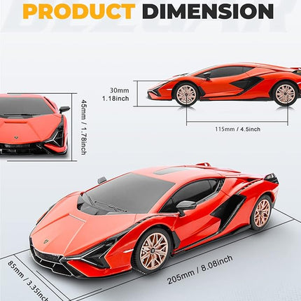 BEZGAR Remote Control Cars - 1:24 Scale Officially Licensed RC Series Lambo Sián FKP 37, Electric Sport Racing Hobby Toy Car Model Vehicle for Boys and Girls Teens and Adults Gift (Red)
