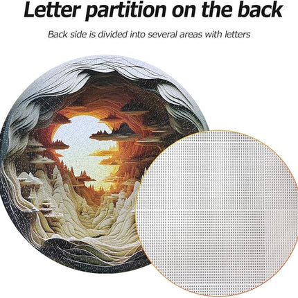 Bgraamiens 3D Visual Dawn Inside a Cave - 1000 Pieces Round Puzzle for Adults, Unique Autostereoscopy Hard Challenge, BG24011