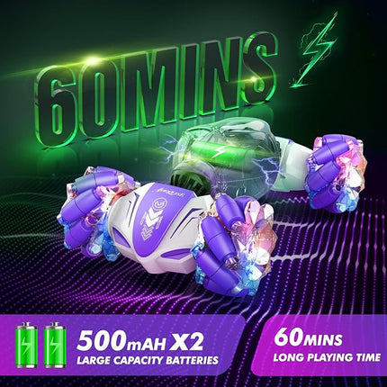 Gesture Sensing RC Stunt Car Boys Aged 6-12 Birthday Gift Ideas- 4WD RC Car Toy for Kids, Hand-Controlled & 2.4Ghz with Light & Music, Remote Control Twist Cars, All-Terrain Off-Road Vehicle