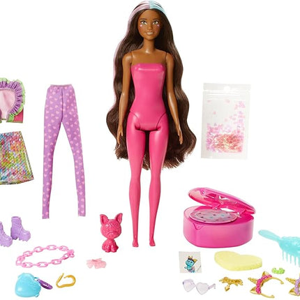 Barbie Color Reveal Peel Unicorn Fashion Reveal Doll Set with 25 Surprises Including Pink Peel-able Doll & Pet & 16 Mystery Bags with Clothes & Accessories for 2 Unicorn-Inspired Looks
