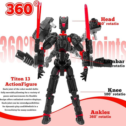 Assembly Completed T13 Action Figure，T13 mision 13 figuras originales 3D Printed Toys Nova 13 Action Figures Desktop Decorations for Game Lovers Toy (Black Red, 5.5 Inch)