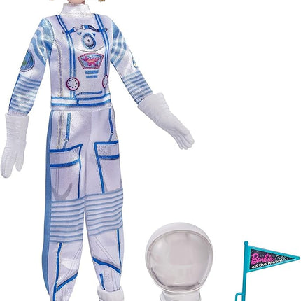 Barbie Space Discovery Astronaut Doll, Blonde, in Spacesuit with Helmet, Gloves, Flag & 3 Mini Packs of Astronaut Food (Non-Edible) for 3 to 7 Year Olds