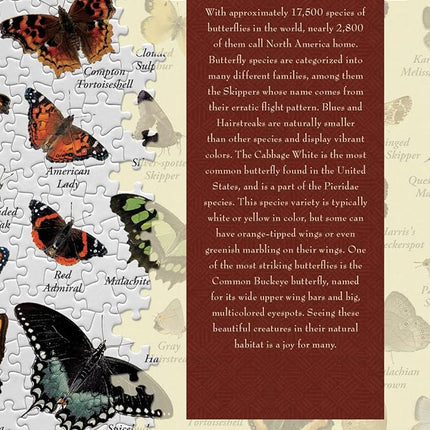 MasterPieces 1000 Piece Jigsaw Puzzle for Adults, Family, Or Youth - Butterflies of North America - 19.25"x26.75"