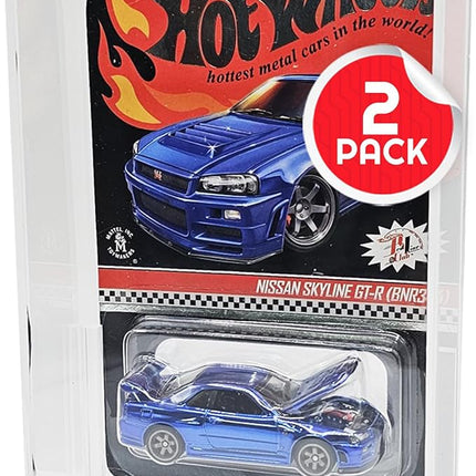 EVORETRO Hot Wheels Mainline Cars Acrylic Display Case, Pack of 2 – Clear Protective Cover for Collectibles, Scratch-Resistant and Stackable Design – for Showcasing Your Diecast Models