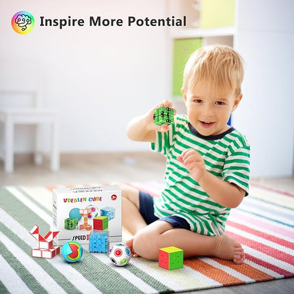 Vdealen Fidget Brain Teaser Toy for Kids, 3D PuzzlesToys Bundle of 3x3 Speed Cube, Maze Box, Rainbow Puzzle Ball, Wisdom Ball, Fidget Snake Cube, Infinity Cube IQ Games for Toddlers Kids Adults